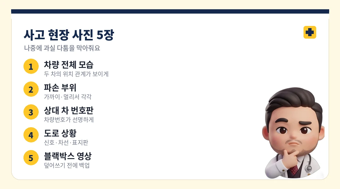 접촉사고 현장에서 꼭 찍어둘 사진 체크리스트