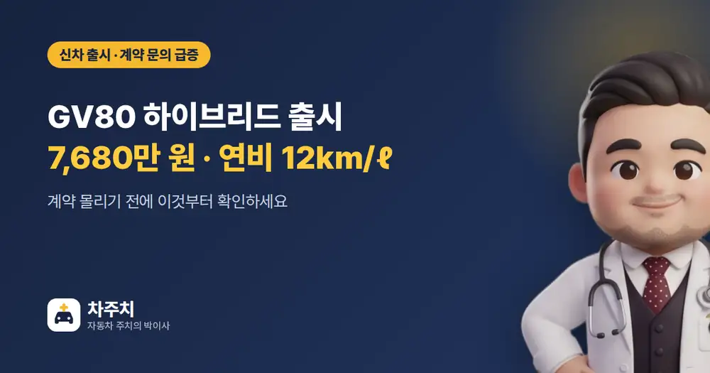 제네시스 GV80 하이브리드 출시 가격 연비 정리